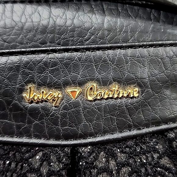 JUICY COUTURE Wristlet black Clutch Pebbled Leather nostalgic luxury Y2K Punk - Picture 2 of 10